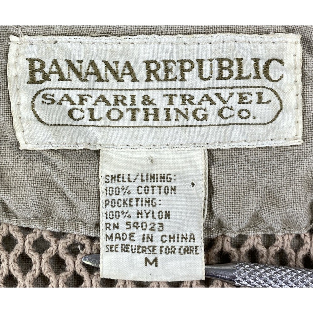 Vintage Banana Republic Safari Travel Vest Multiple Pockets Beige Men's Large - Picture 5 of 5
